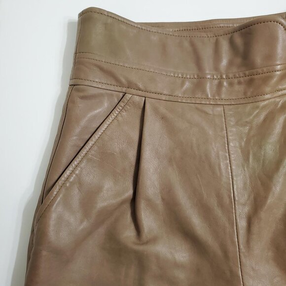 Sezane Franklin Trousers Size 34 US 2 Grey/Beige Lamb Leather Lined Pockets - Picture 7 of 16